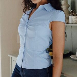 Princess Polly Light Blue Button Down Shirt